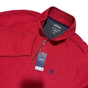 IZOD‎ Advantage Mens XL Biking Red Performance Fleece Quarter Zip Pullover NWT